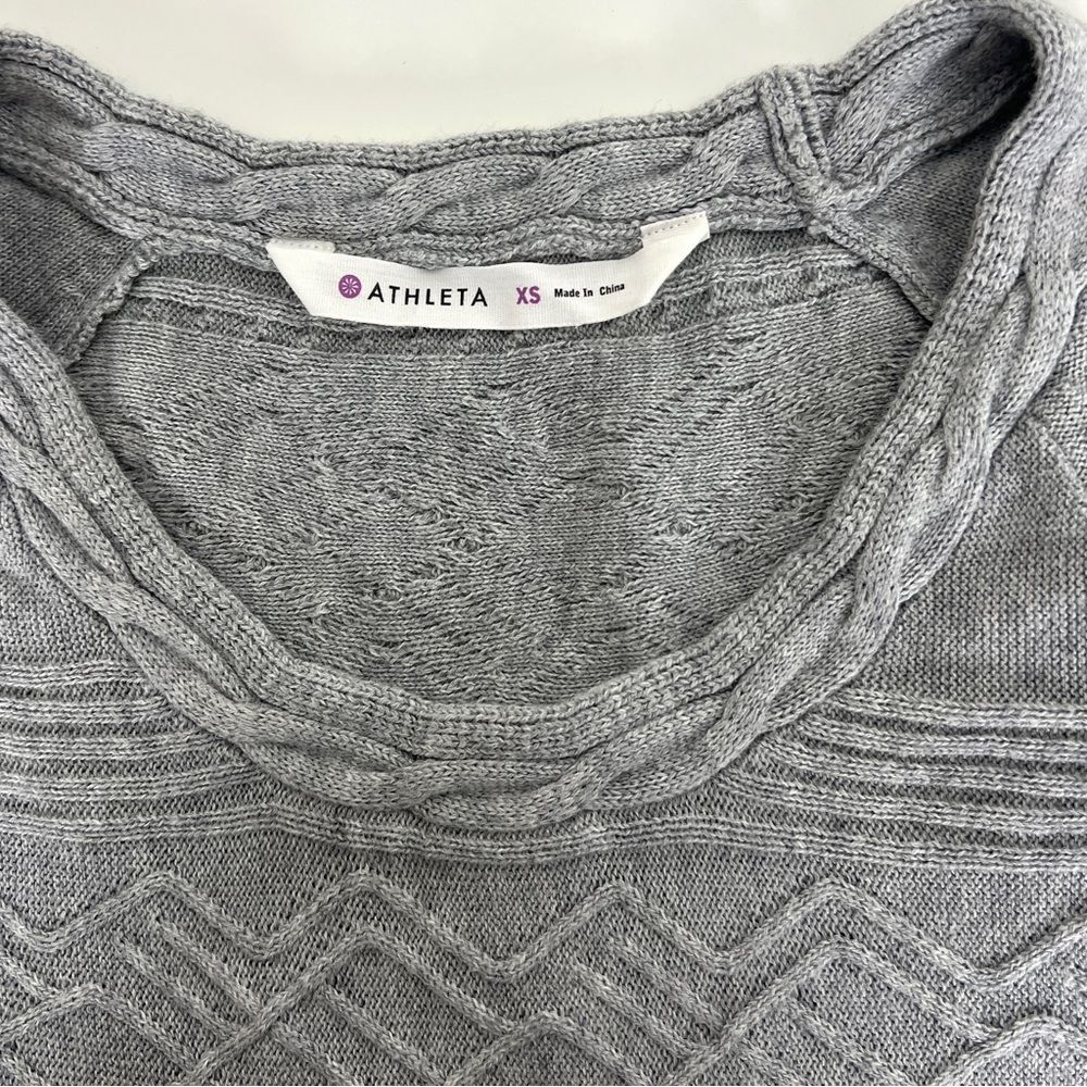 Athleta Wool and Silk Blend Heather Gray Short Sleeve Mini Sweater Dress - Picture 3 of 6